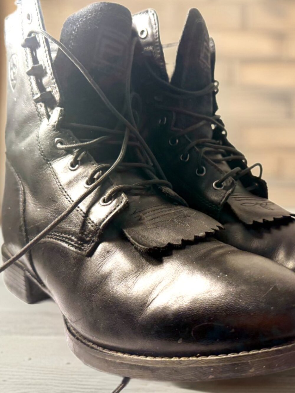 Ariat Paddock Western  Lacers Black Leather Boots Size 10.5EE